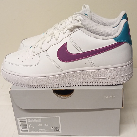 Nike Air Force 1 /White-Hyper Pink-Aquamarine-Viotech/ 6Y=7.5W /FV5948-108 - Picture 4 of 15